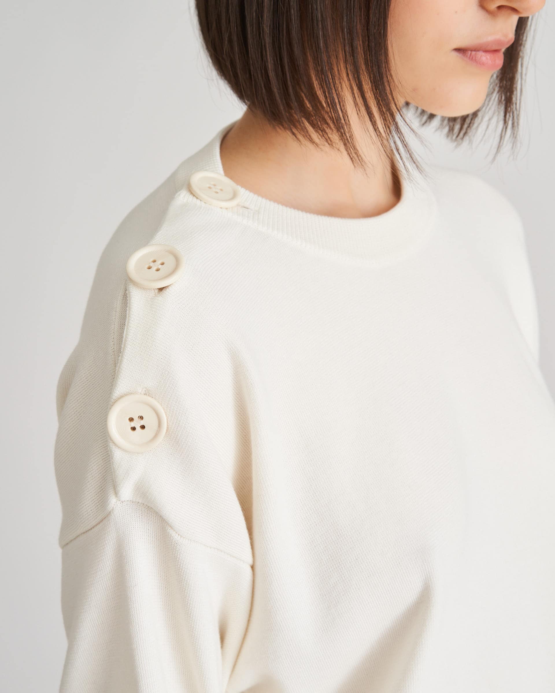 The Market Store | Crew Neck Sleeve Buttons On Shoulder