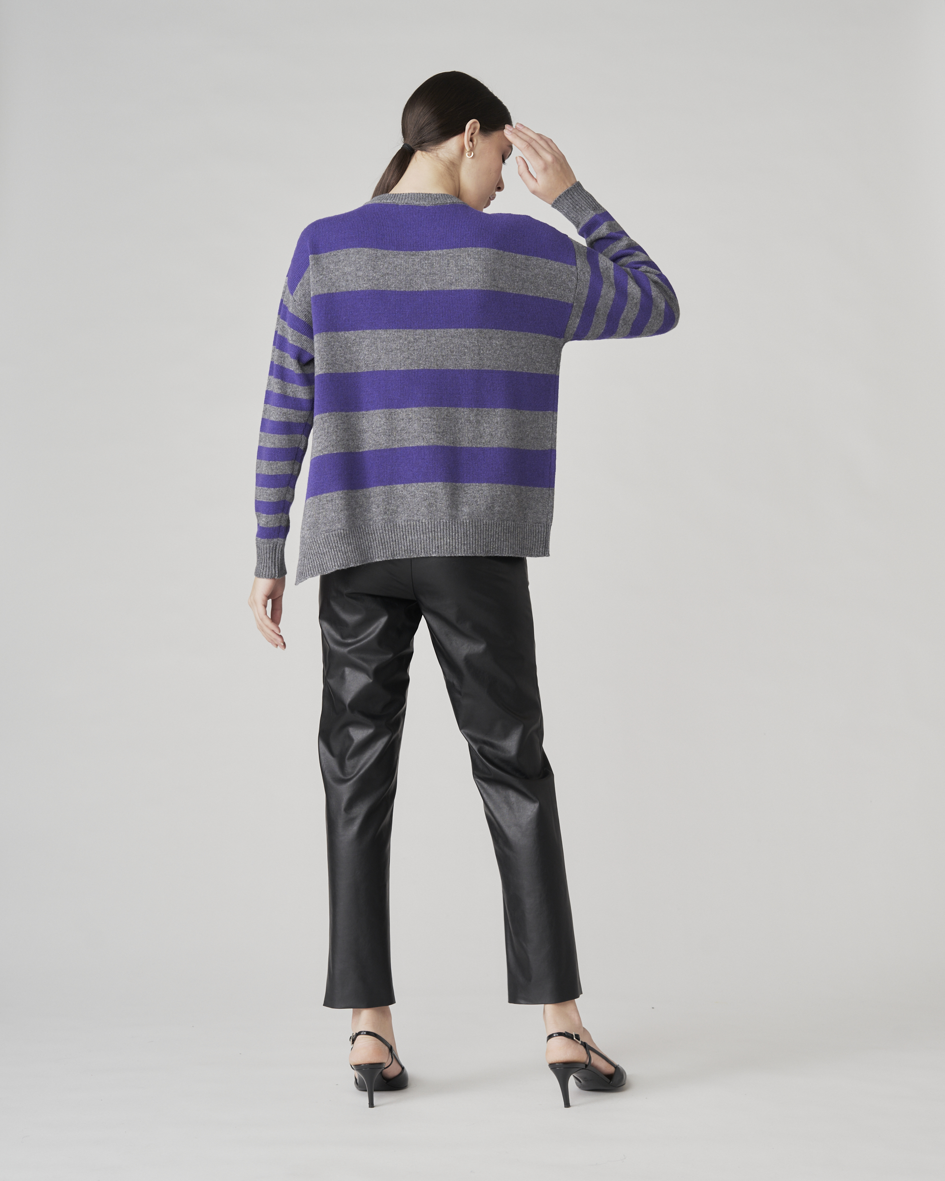 The Market Store | Striped Knit Crew Neck With Fringe