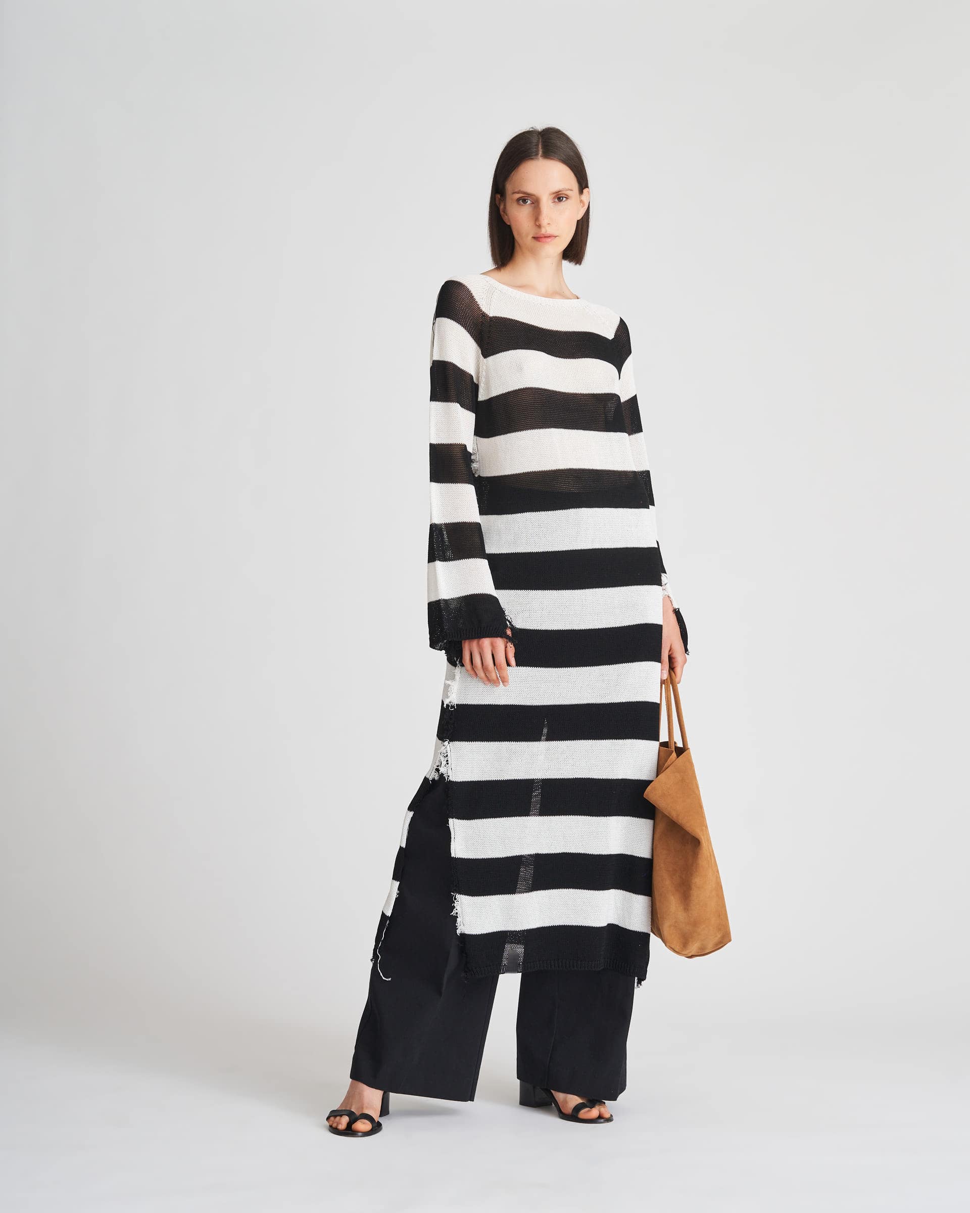 The Market Store | Dress In Fringed Striped Knit