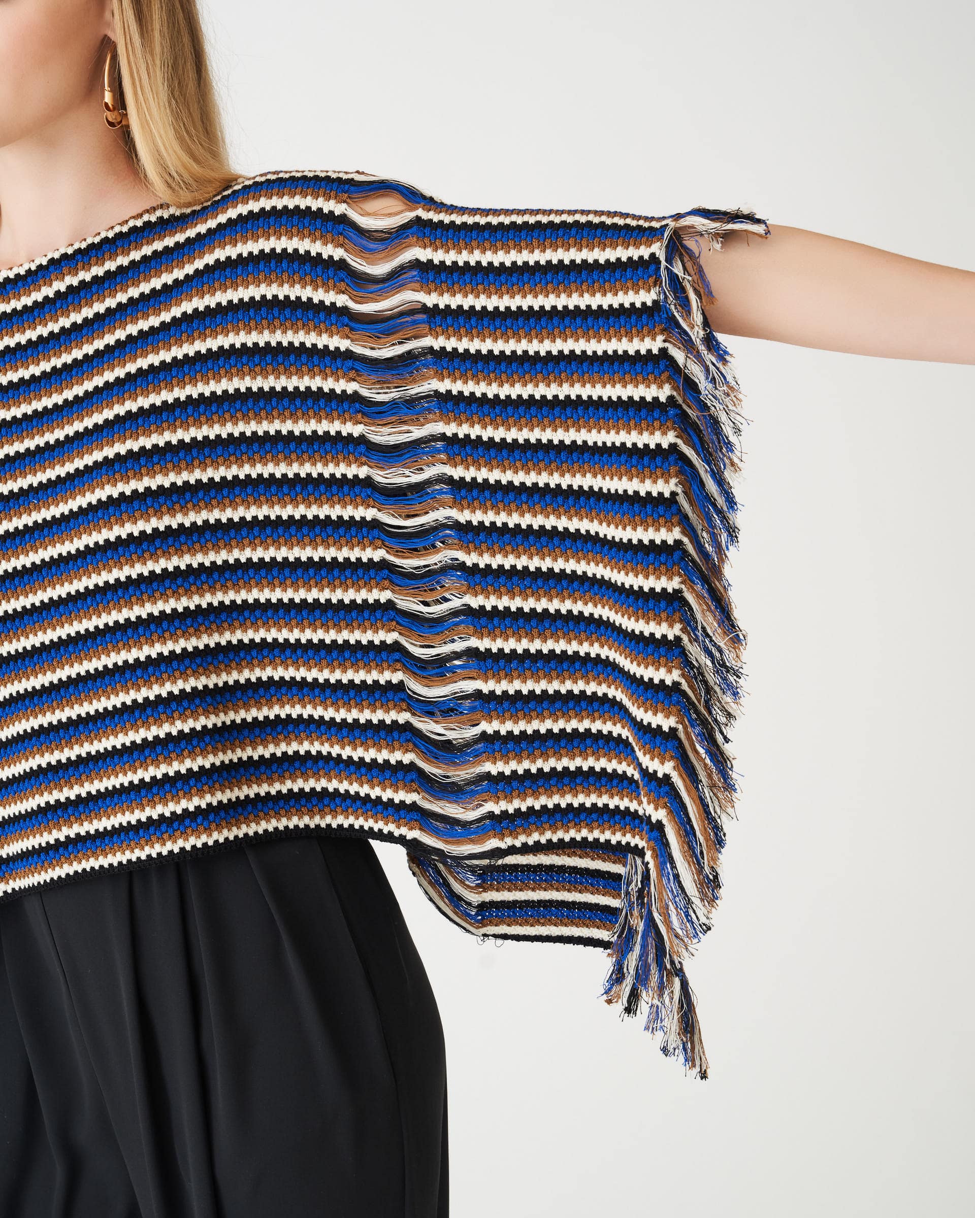 The Market Store | Striped Cape With Fringes