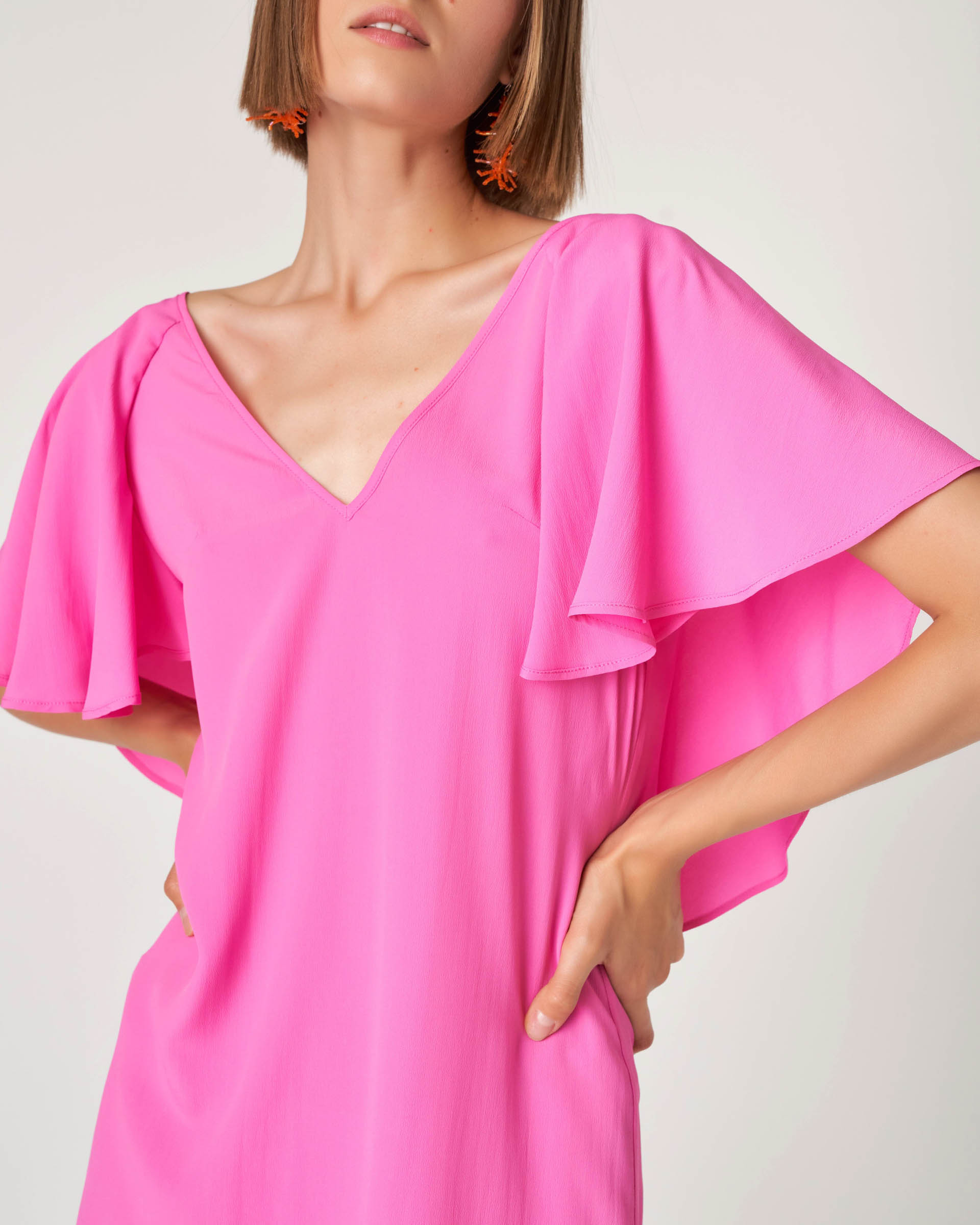 The Market Store | Short Dress With Rouche Sleeves
