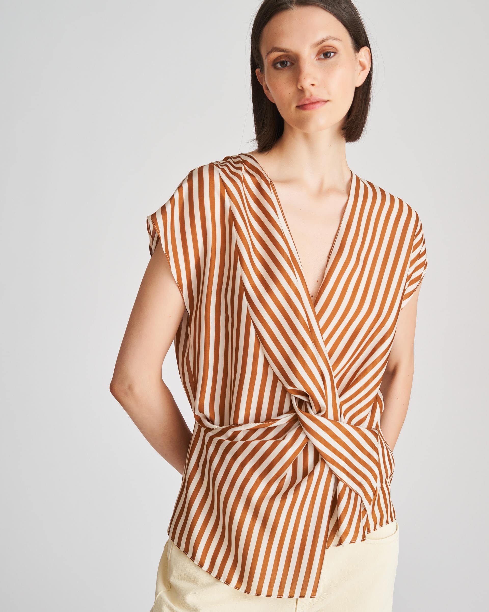 The Market Store | Striped Silk Knot Top