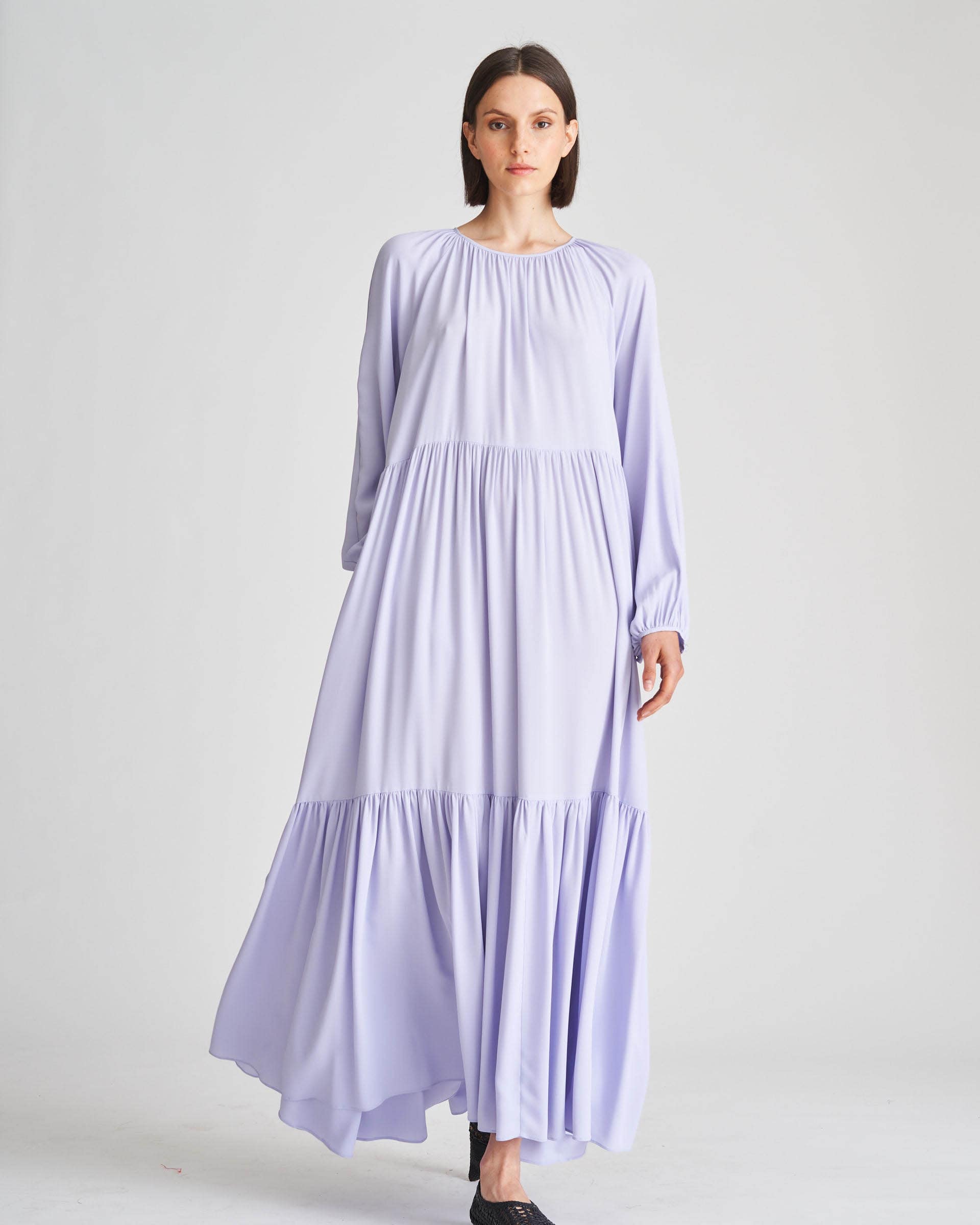 The Market Store | Long Round Neck Dress With Flounces