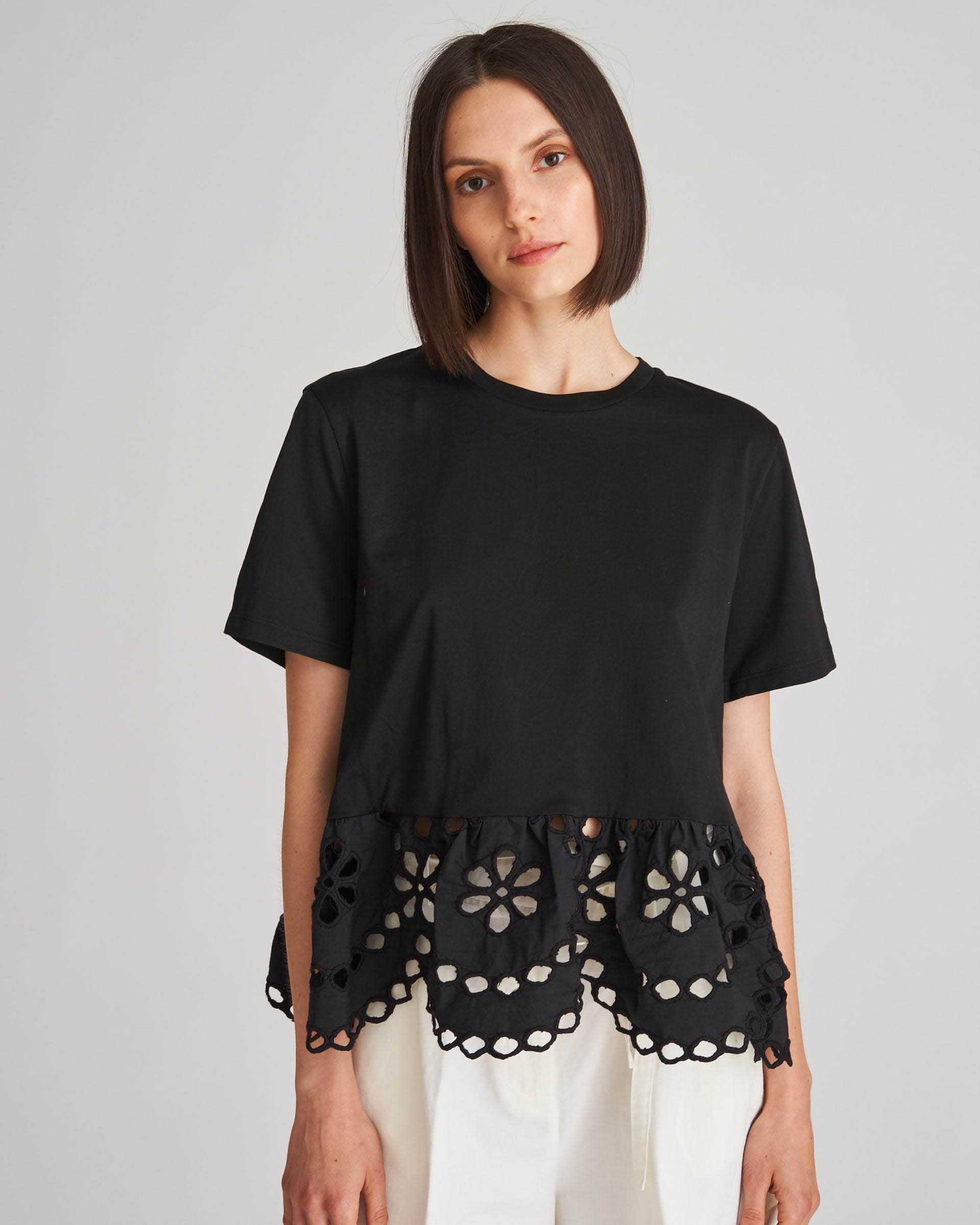 The Market Store | T-shirt With Sangallo Flounce