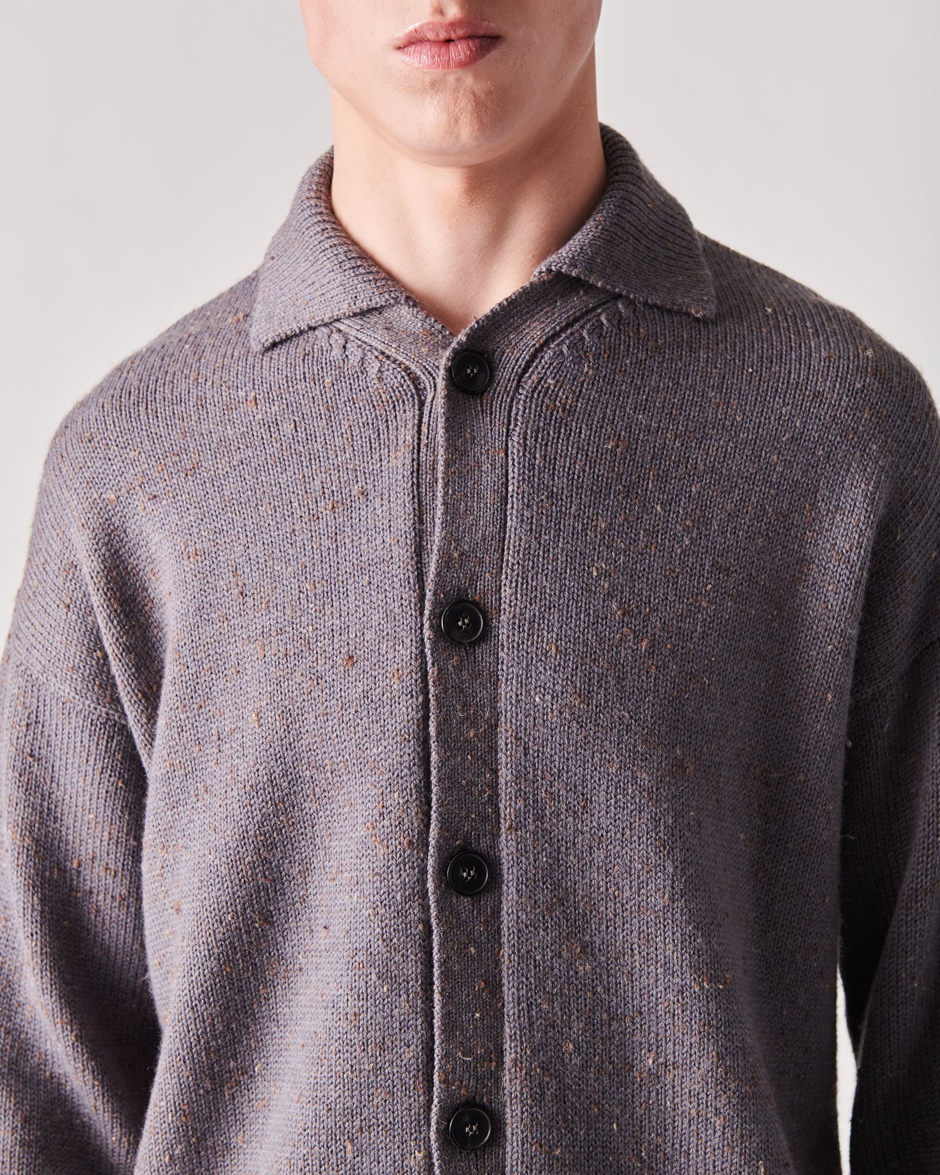The Market Store | Cardigan Sweater With Shirt Collar