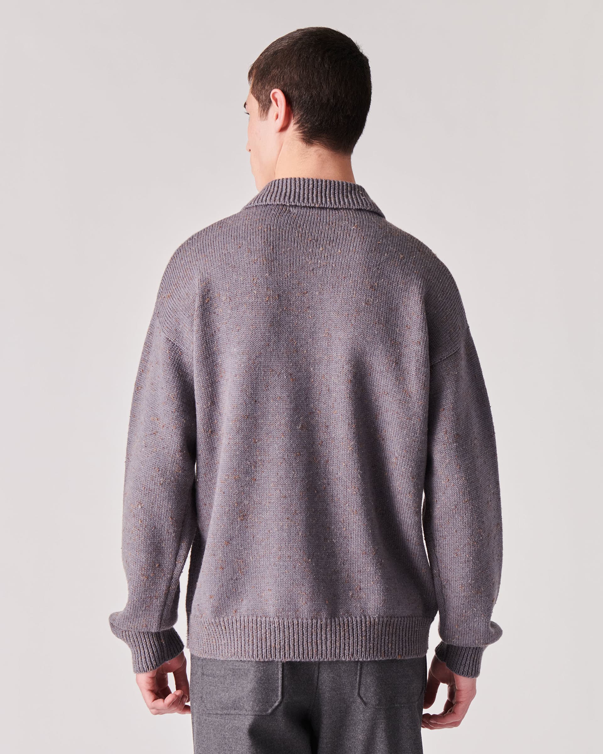 The Market Store | Cardigan Sweater With Shirt Collar