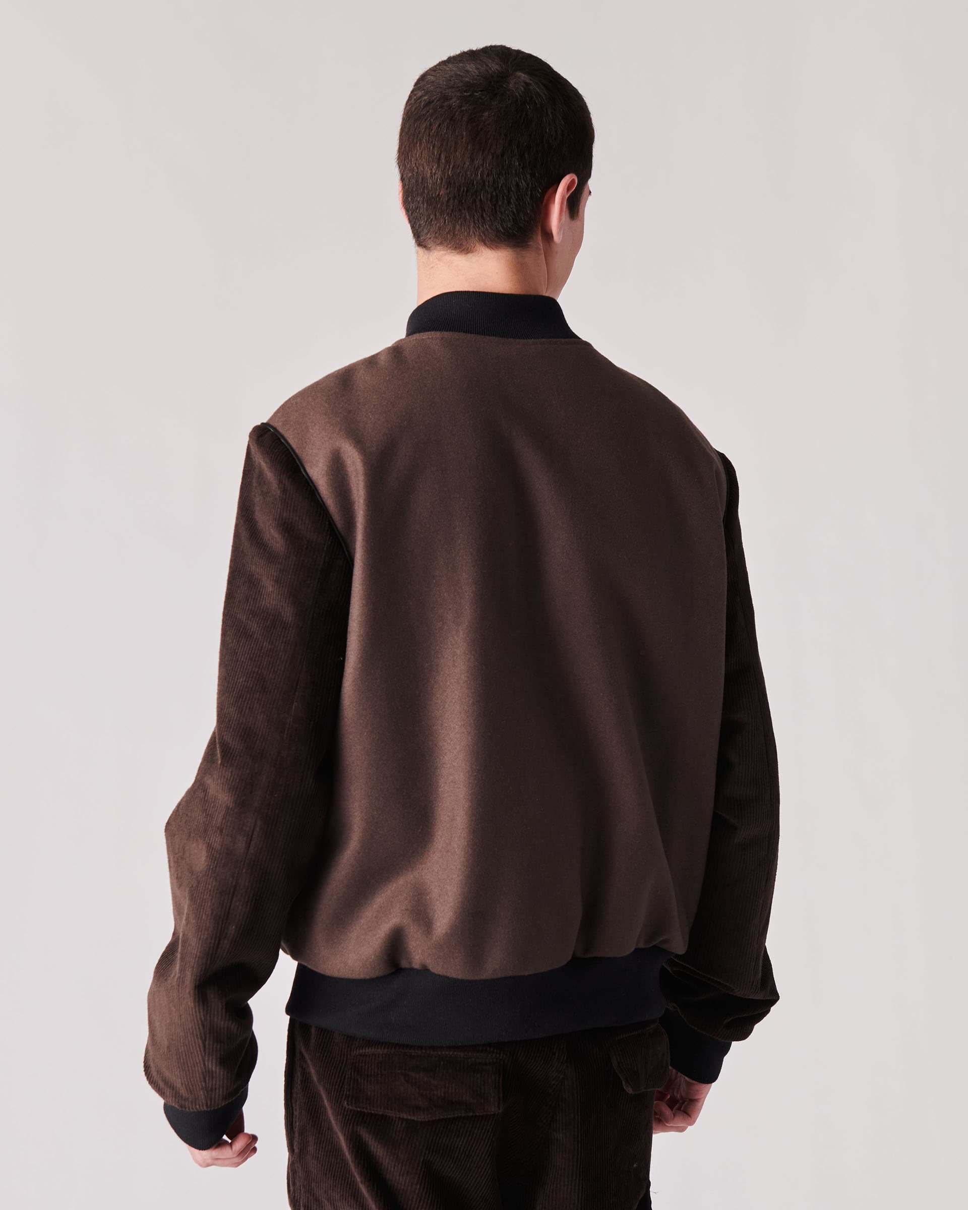 The Market Store | Cloth Bomber Jacket With Velvet Sleeves