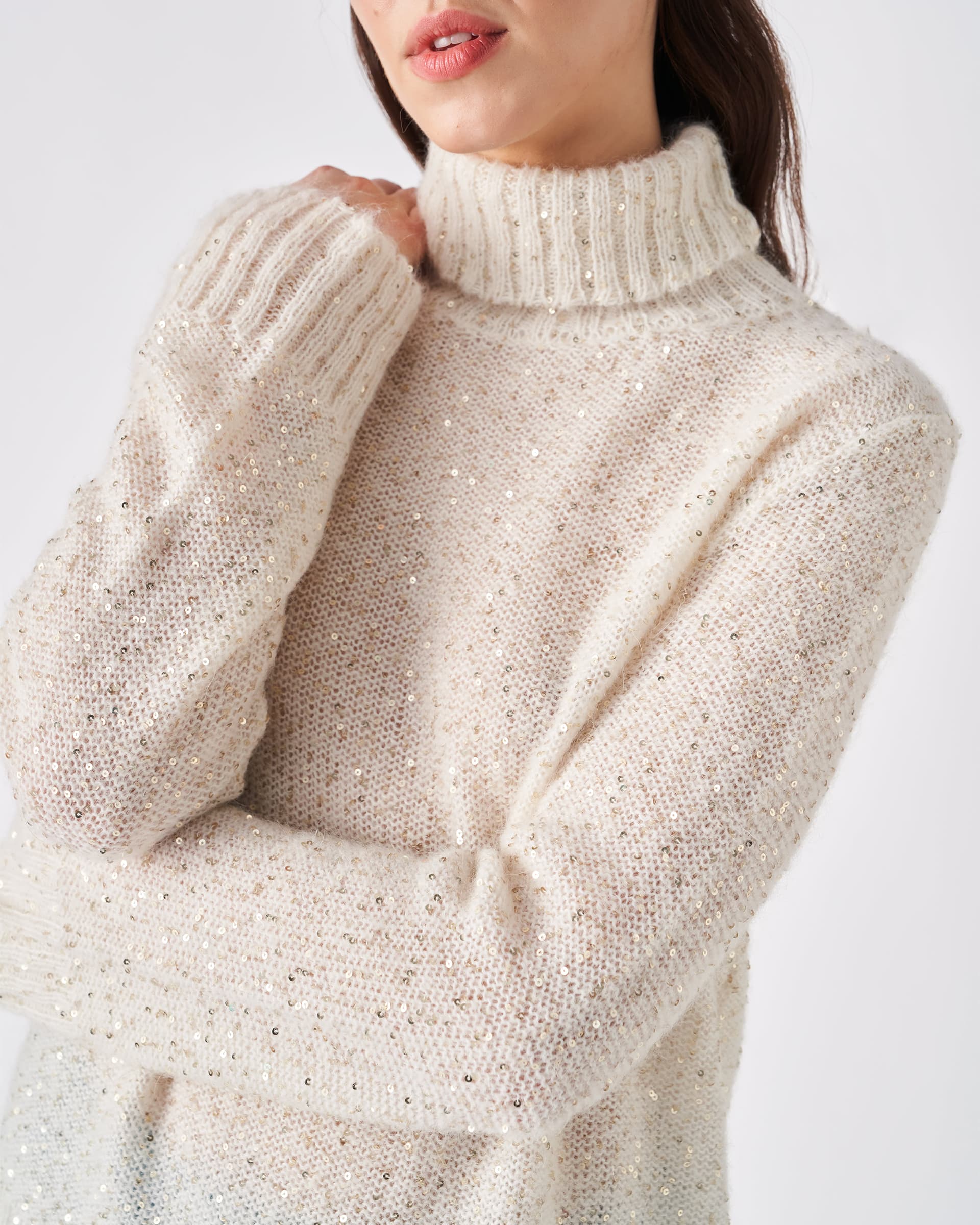 The Market Store | Maglia A Collo Alto In Paillettes