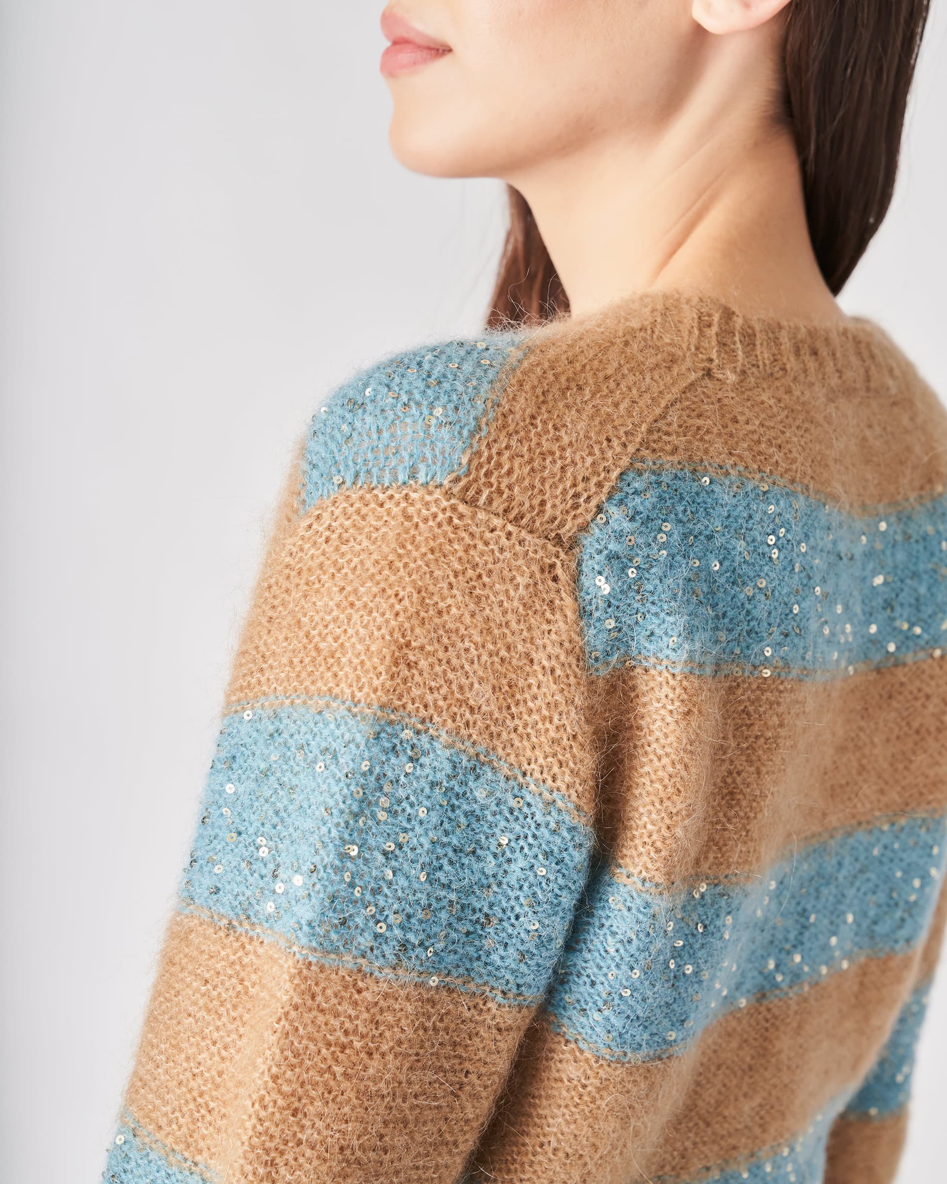 The Market Store | Striped Knit Cardigan With Sequins