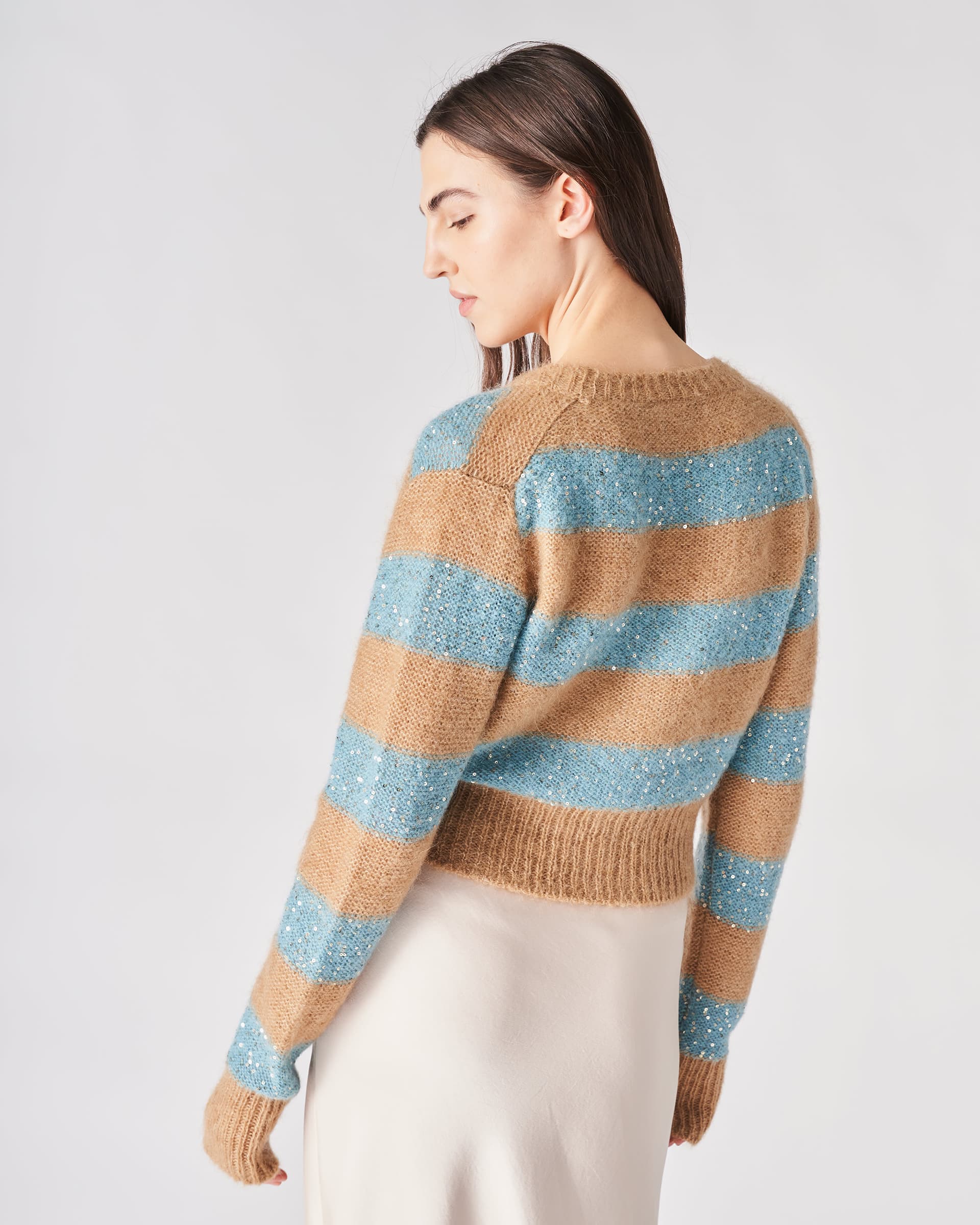 The Market Store | Striped Knit Cardigan With Sequins