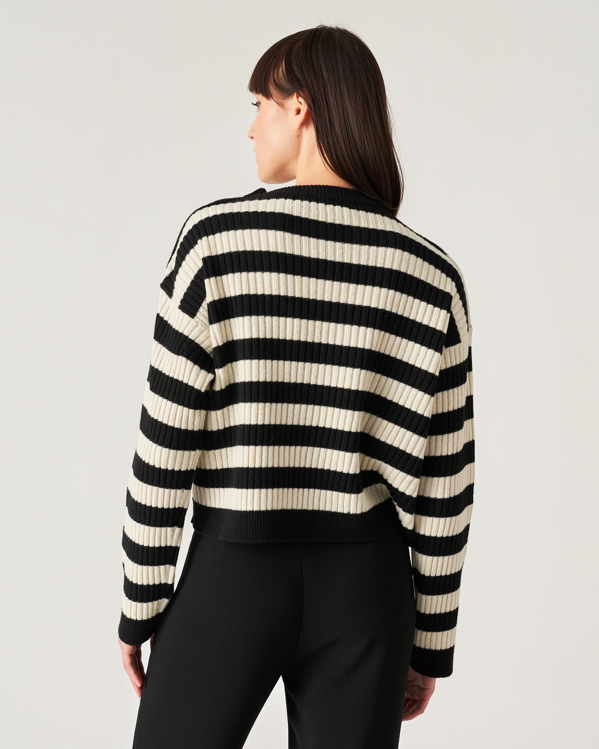 The Market Store | Striped Crewneck Sweater With Buttons
