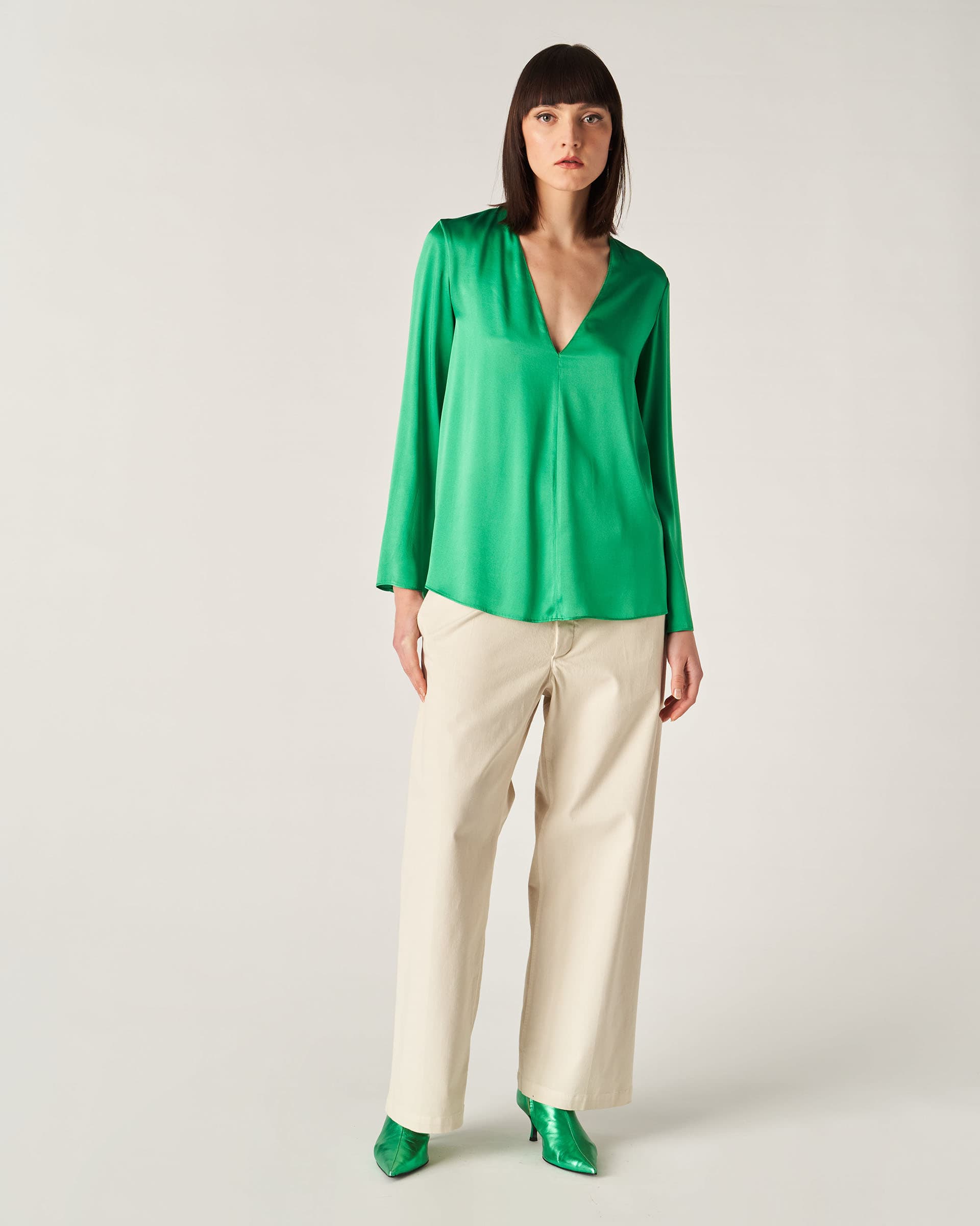 The Market Store | Satin Top With V-neck