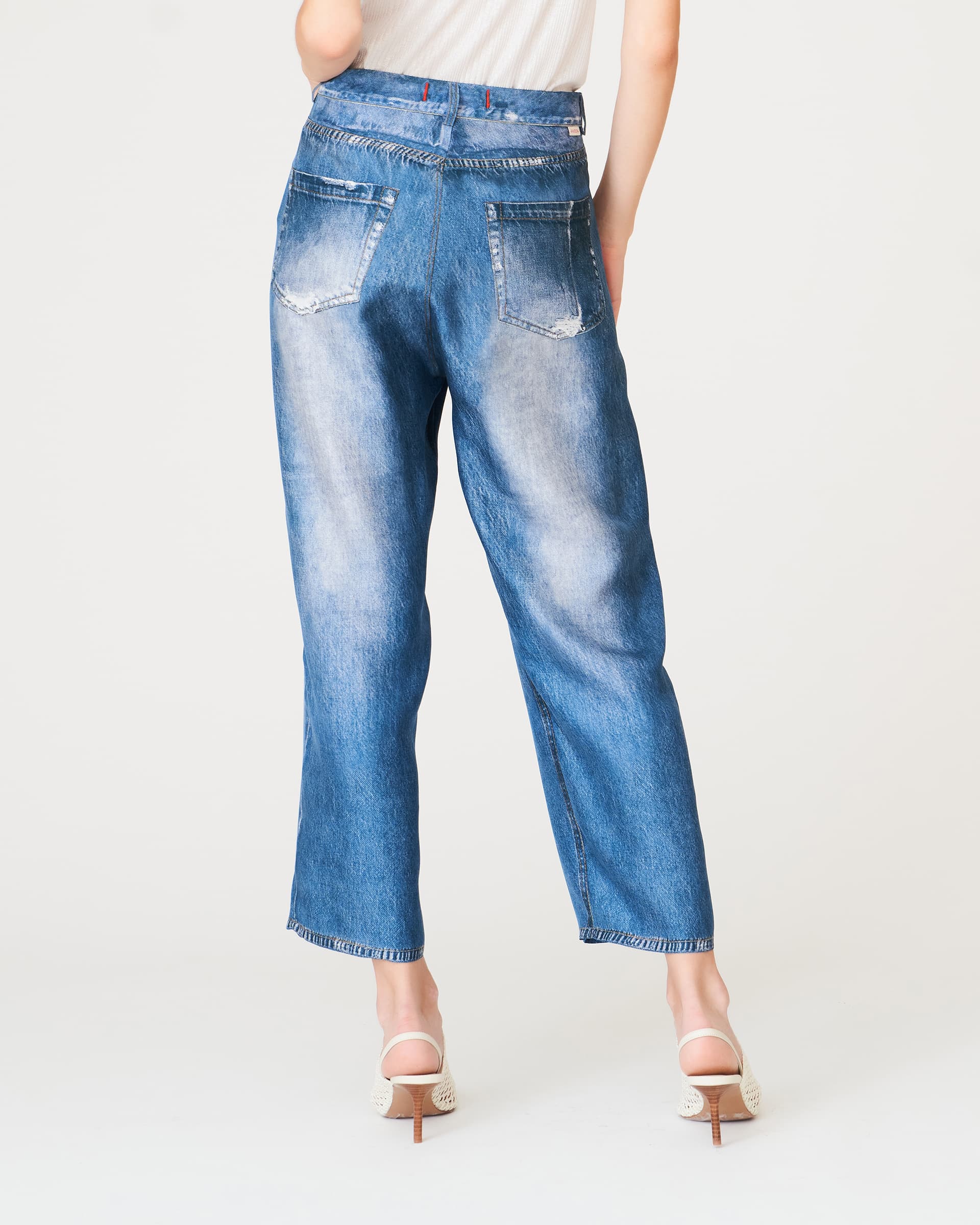 The Market Store | Pantalone In Seta Effetto Jeans