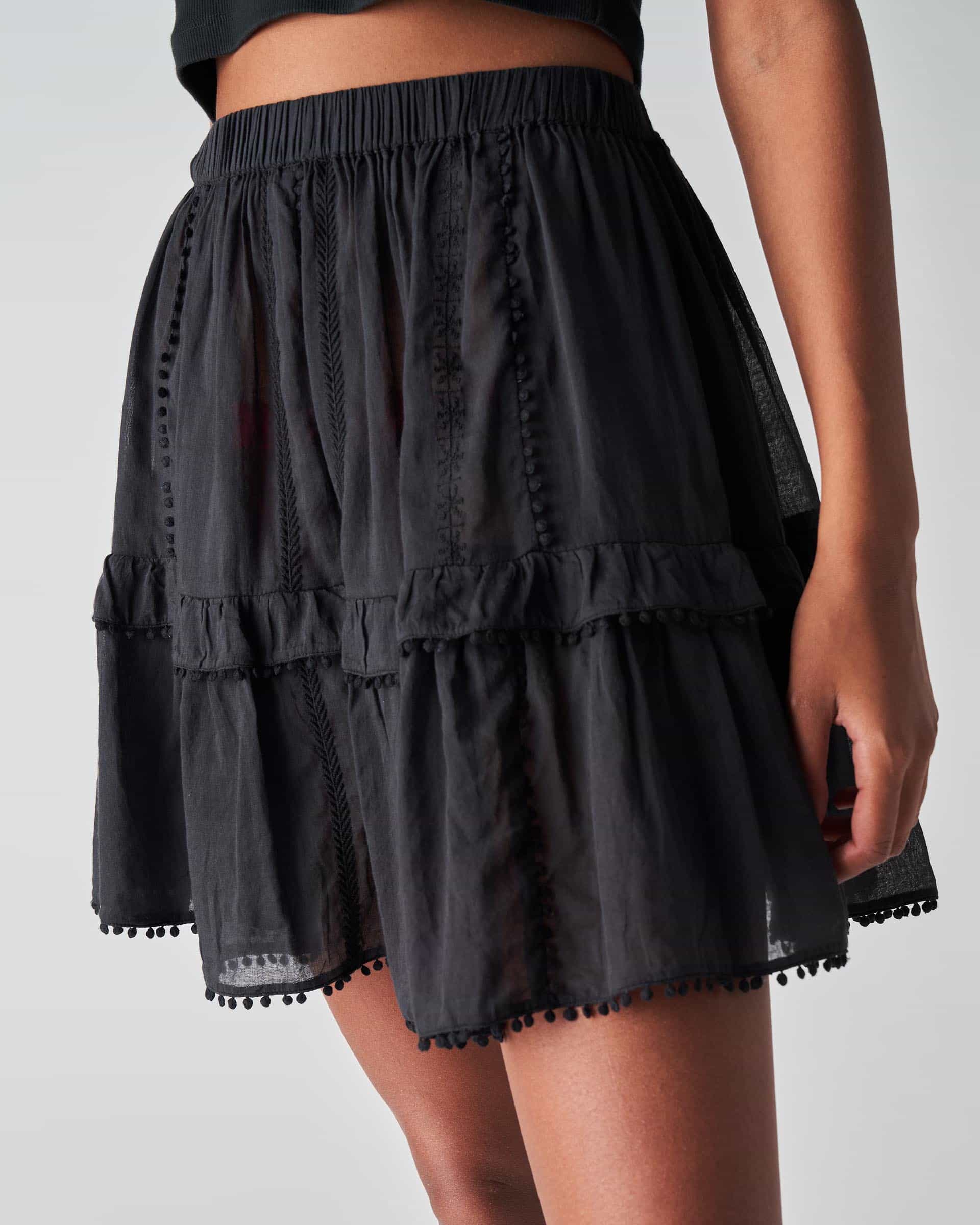 The Market Store | Short Skirt With Flounces And Embroidery