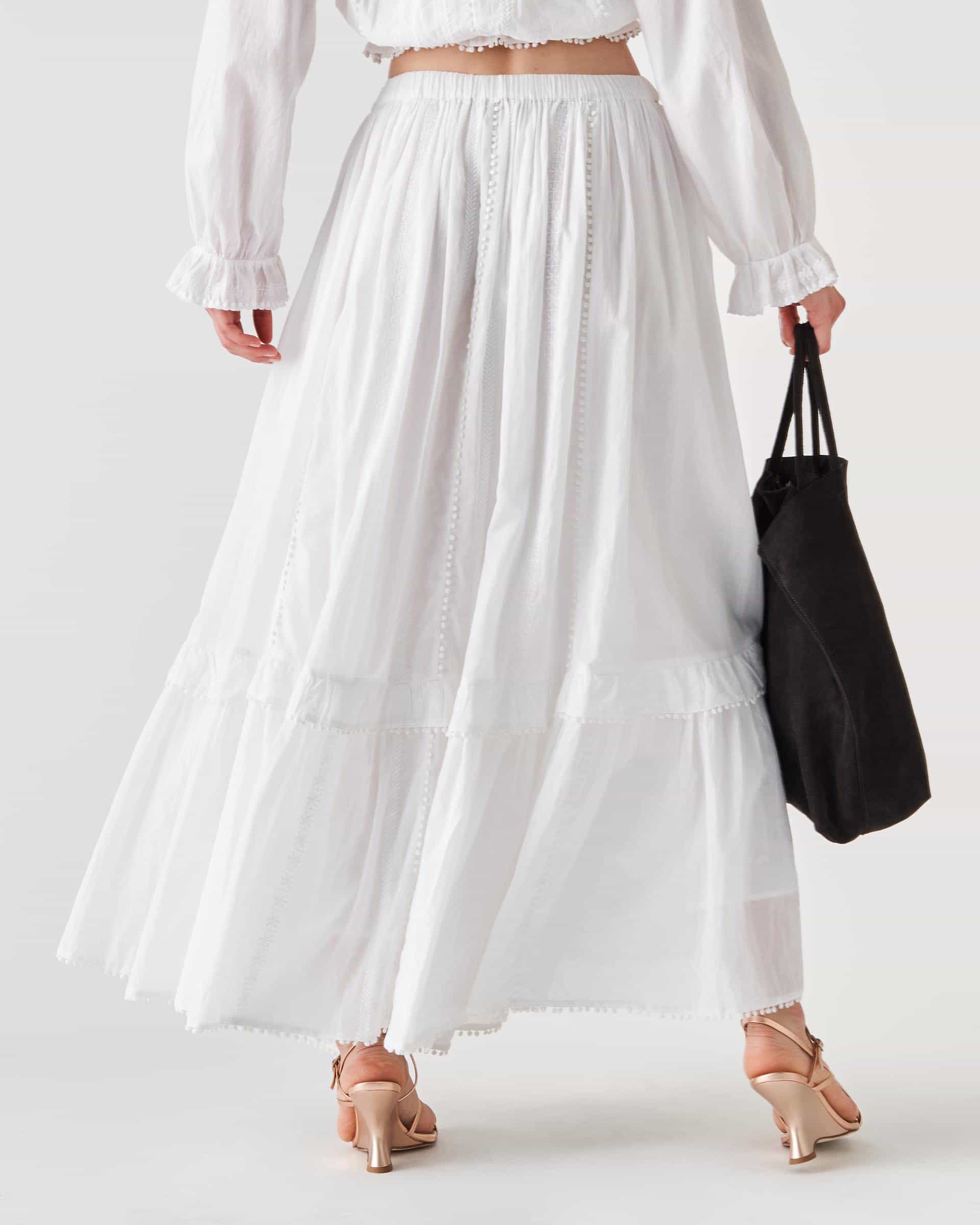 The Market Store | Long Skirt With Flounces And Embroidery