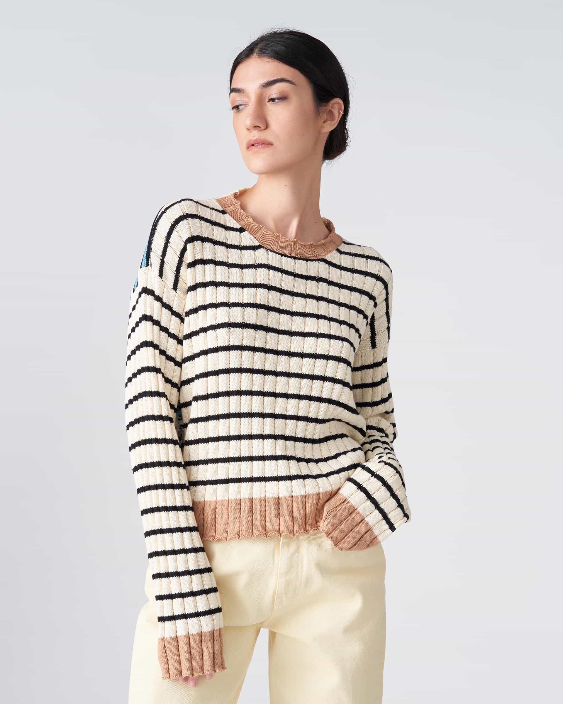 The Market Store | Crewneck Sweater With Different Stripes