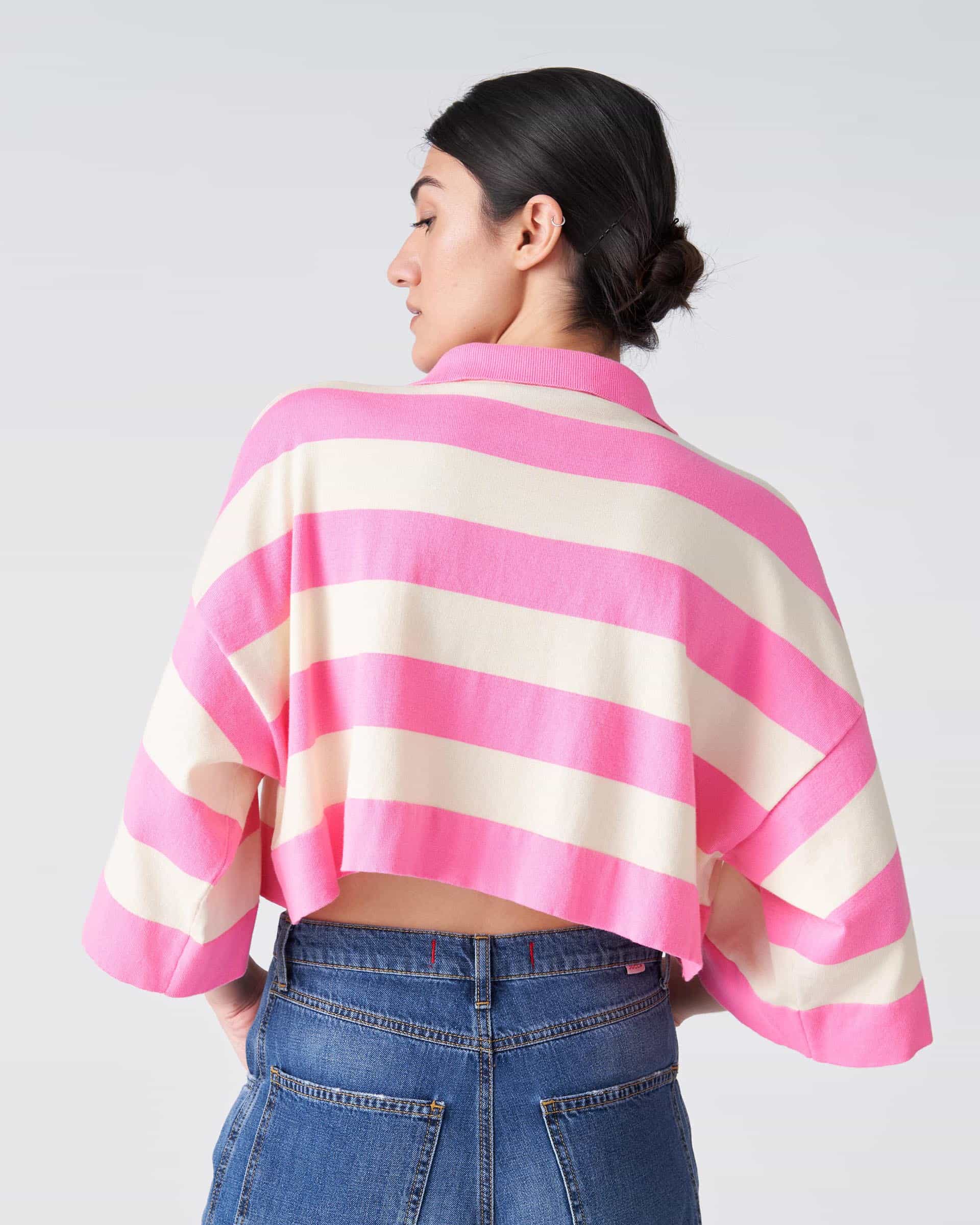 The Market Store | Cropped Striped Polo Sweater