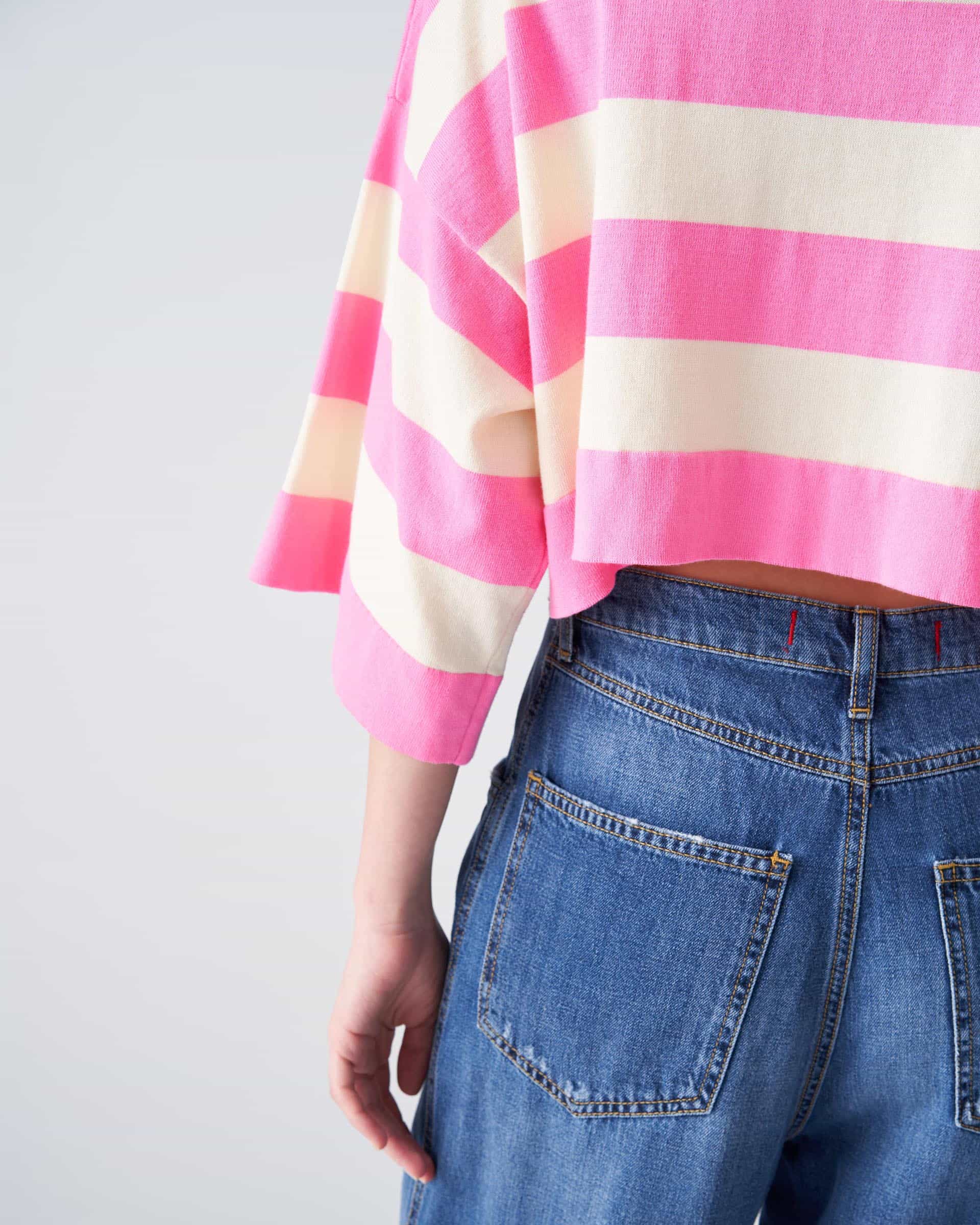 The Market Store | Cropped Striped Polo Sweater